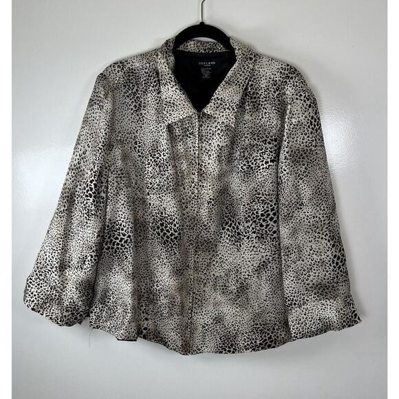 Silkland Women’s Silk Shacket Size 2X Leopard Print Animal Print Classic Luxury - Picture 1 of 8